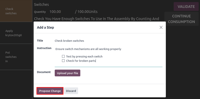 Fill out the *Add a Step* form to suggest an additional quality control point.