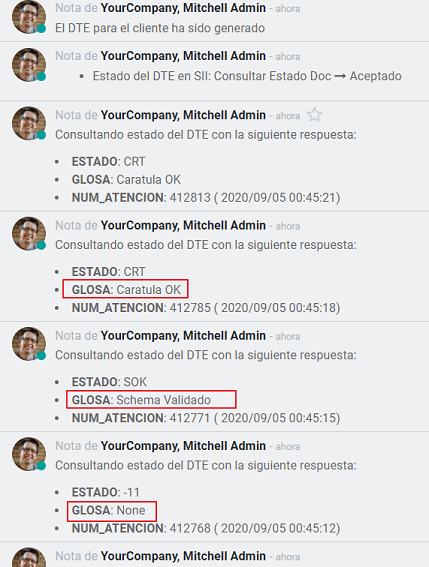 Electronic invoice data statuses.