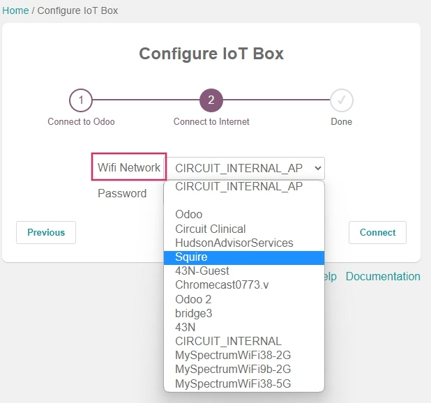 Configuring the WiFi for the IoT box.