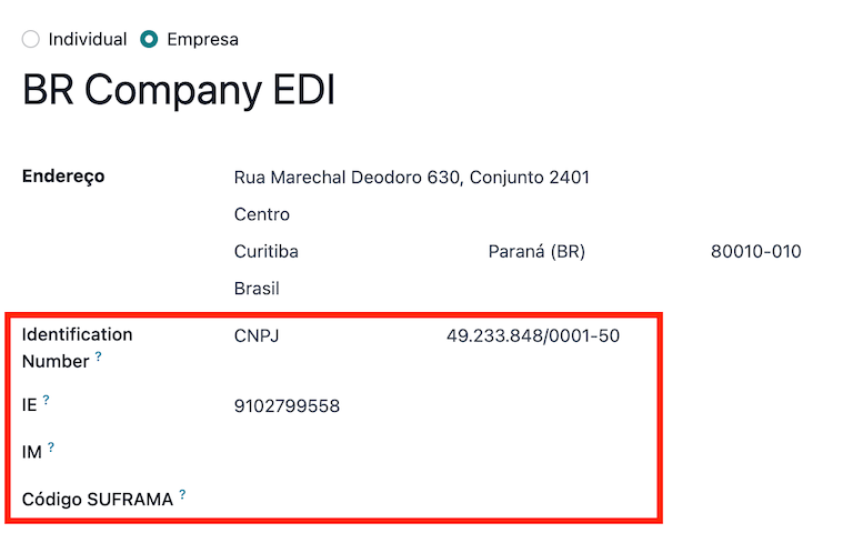 Company configuration.