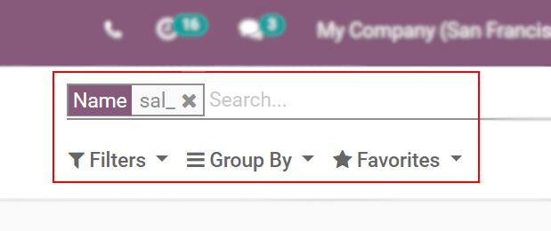 View of a channel being searched through filters in Odoo Discuss