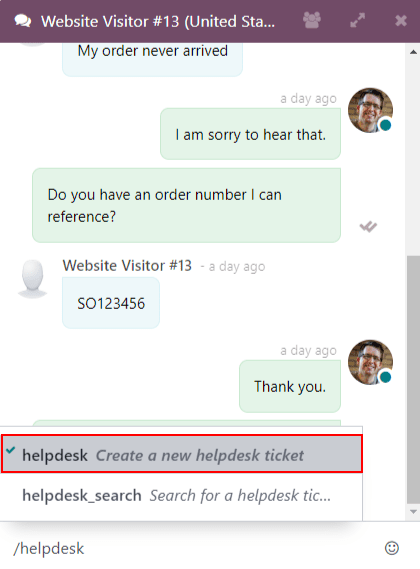 View of the results from a helpdesk search in a Live Chat conversation.