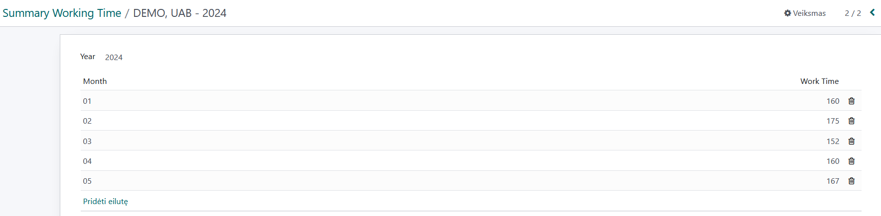 Detailed view of the Payroll module settings