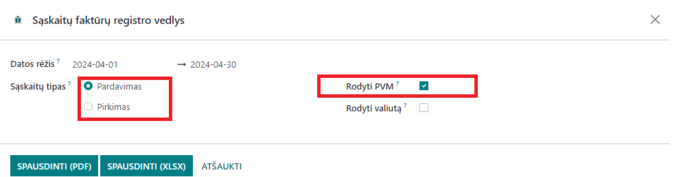 Reporting period date - purchases/sales and VAT information