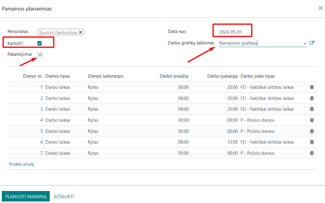 Additional scheduling options in the Planning module