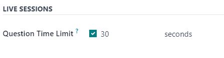 The Live Sessions section of the Option tab in the Odoo Surveys application.
