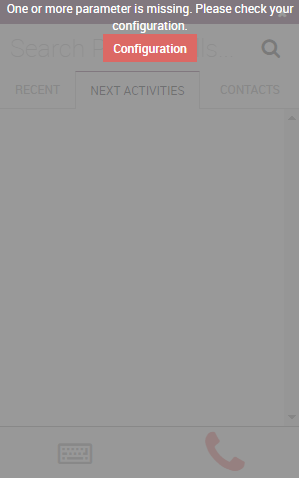 "Missing Parameter" error message in the Odoo softphone.