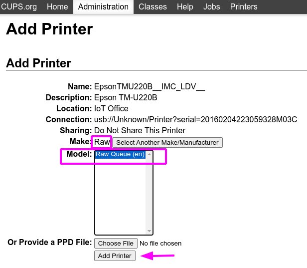 Epson TM-U220 techninės specifikacijos gamintojo svetainėje.