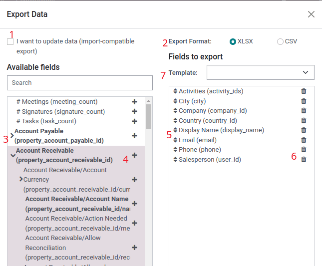 Apžvalga galimybių, kurias reikia apsvarstyti eksportuojant duomenis Odoo.