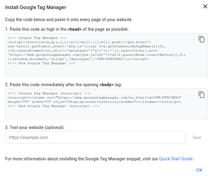 Įdiekite „Google Tag Manager“