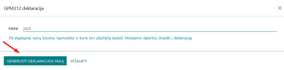 Sukurti GPM 312 deklaracijos failą