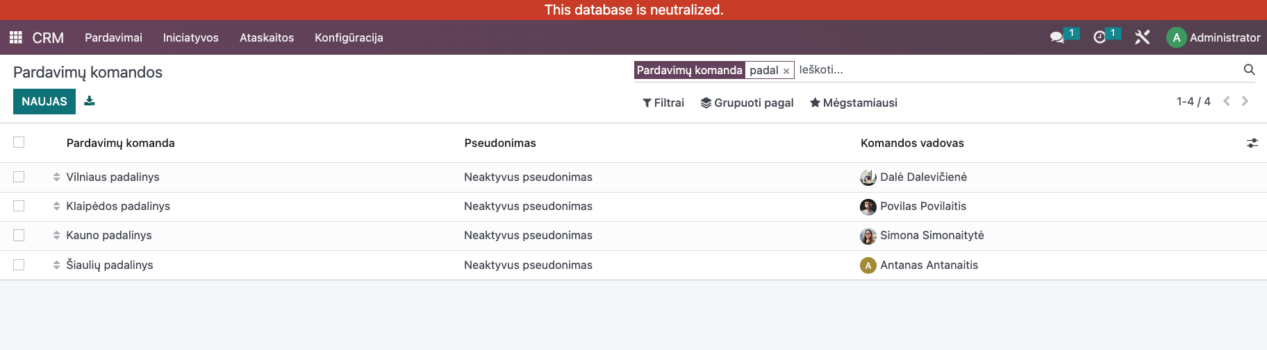 Sukurkite pardavimų komandas