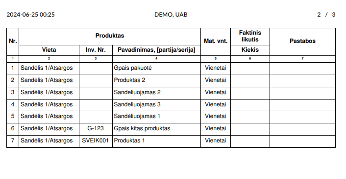 Užpildymo formos pasirinkimas