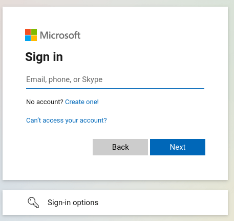 Įveskite Microsoft prisijungimo duomenis.