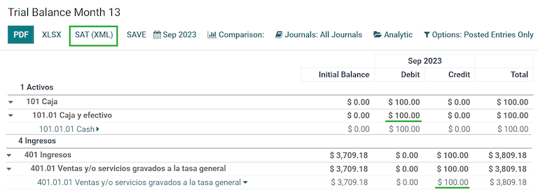 Mėnesio 13 bandomasis balanso ataskaita.