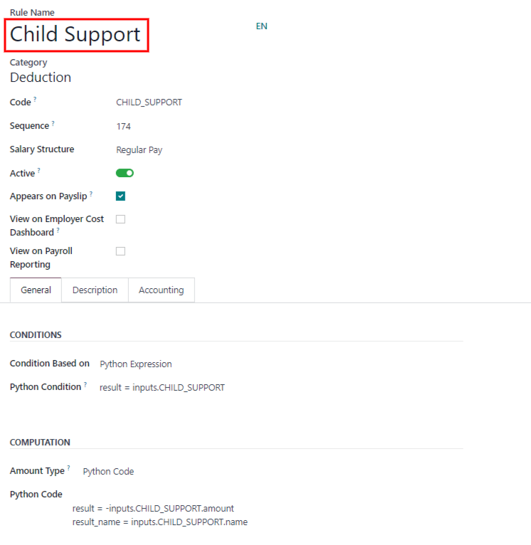 Įveskite informaciją apie naują taisyklę į naujos taisyklės formą.