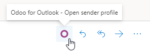 Odoo pritaikytas veiksmas Outlook programai