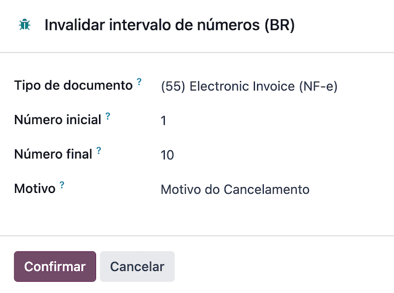 Numerių diapazono negaliojimo vedlys Odoo sistemoje.