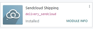 Sendcloud siuntimo modulis Odoo programėlių modulyje.