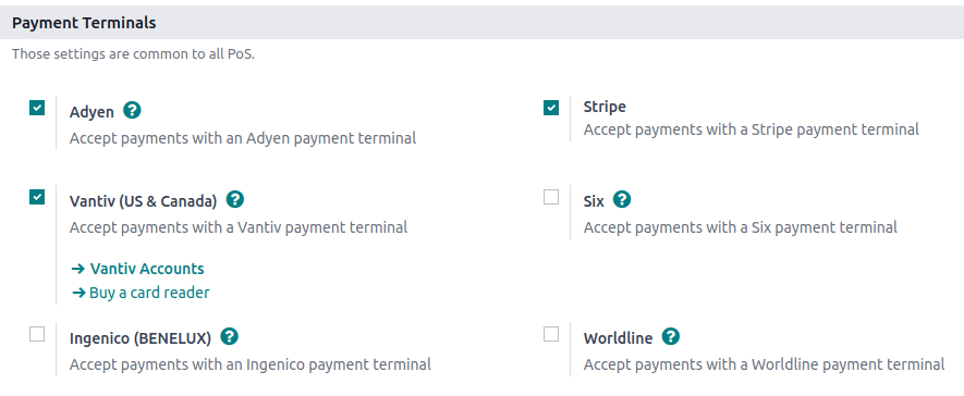 Nustatymuose esančia žymima dežute įjungti mokėjimo terminalą