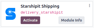 Starshipit siuntimo modulis Odoo programų modulyje.