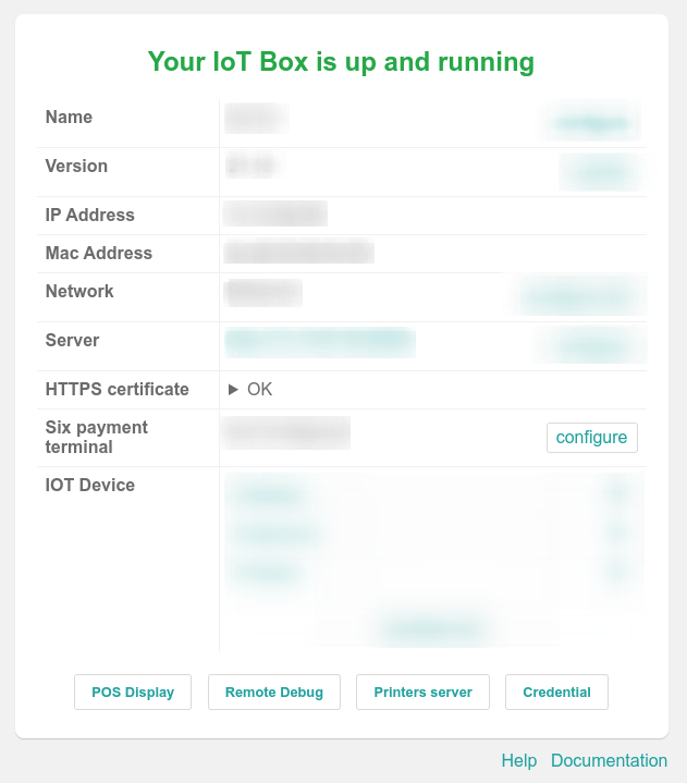 IoT dėžutės pagrindinis puslapis su HTTPS sertifikato OK statusu.