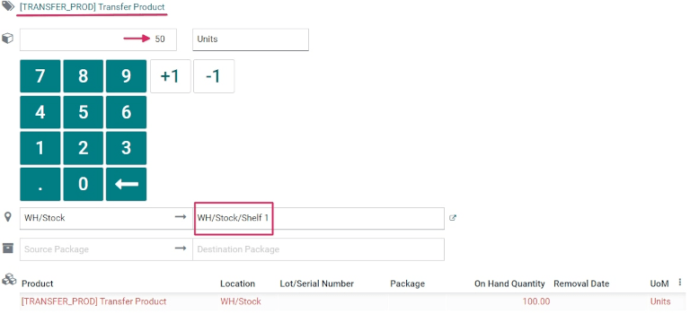 Produktų linijos redaktorius individualiam perkėlimui Barcode programėlėje.