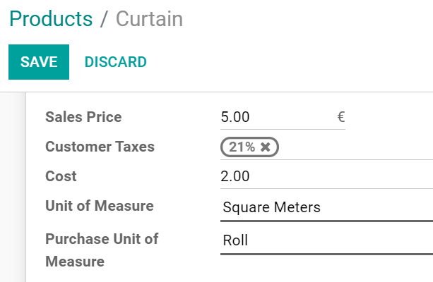 Nustatykite produkto matavimo vienetus naudodami savo vienetus Odoo Pirkime