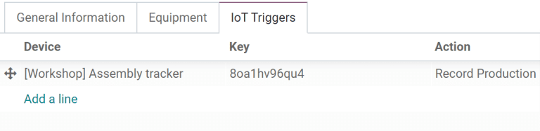 Darbo centro formos IoT Trigeriai skirtukas.